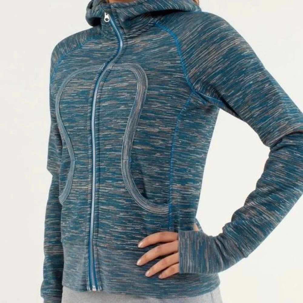 2 | Lululemon Scuba Hoodie‎ Womens 2 Blue Space Dye Full Zip Thumbholes